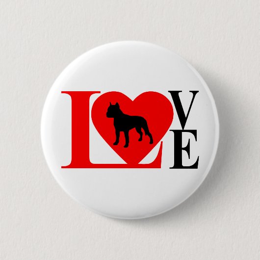 PITBULL LOVE RED AND BLACK RONDE BUTTON 5,7 CM (Voorkant)