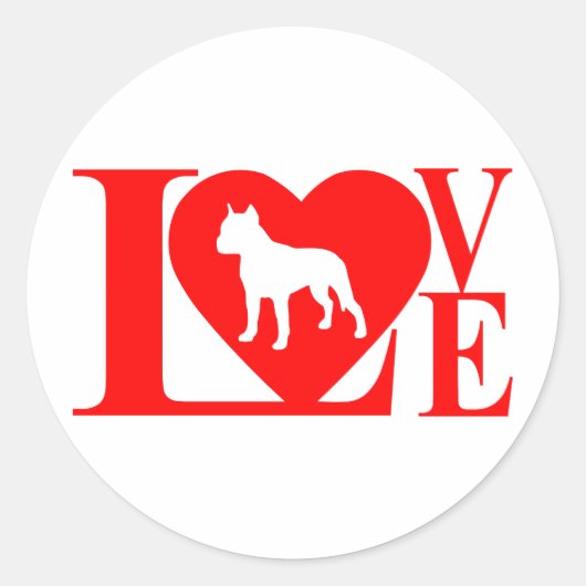 PITBULL LOVE RONDE STICKER (Voorkant)