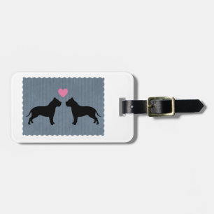Pitbull Love Silhouette Bagagelabel