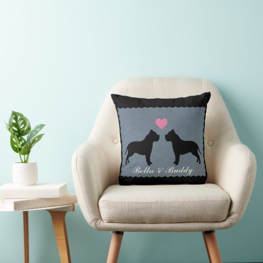 Pitbull Love Silhouette Kussen (Stoel)