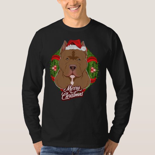 Pitbull Lover I Merry KerstPitbull T-shirt (Voorkant)