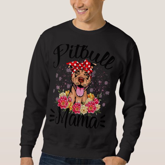 Pitbull Mama Bloemen Leuke Hond Mam Moederdag 1 Trui (Voorkant)