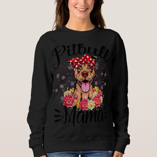 Pitbull Mama Bloemen Leuke Hond Mam Moederdag 1 Trui (Voorkant)