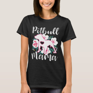 Pitbull Mama Pink Flowers Cute Pit Bull  mama T-shirt