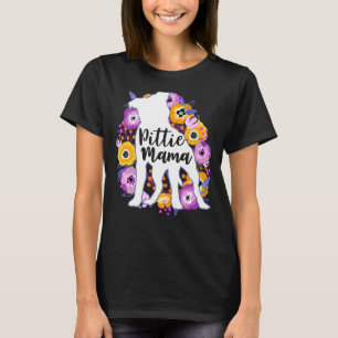 Pitbull Mama Purple Flowers Pittie mam Cute Pit Bu T-shirt