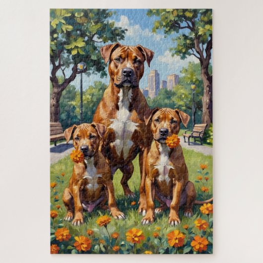 Pitbull Marigold Park Kunst Legpuzzel (Verticaal)