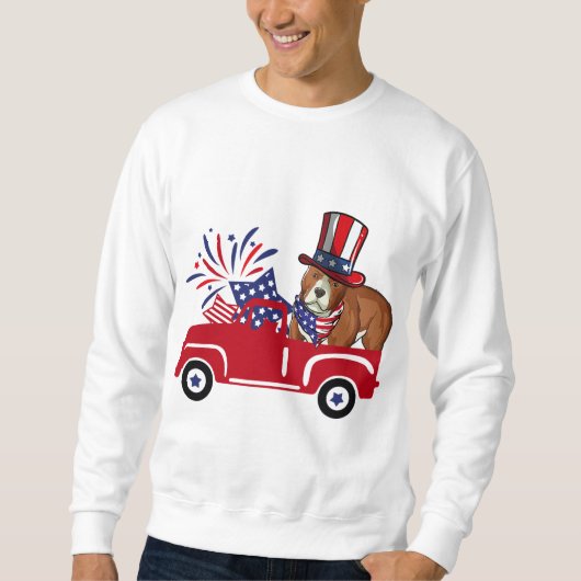 Pitbull Matching Independence Day Amerikaanse vlag Trui (Voorkant)
