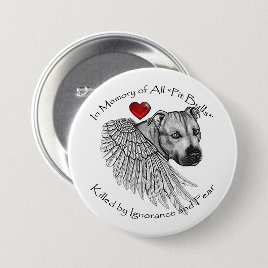 Pitbull Memorial Button (Voorkant /achterkant)