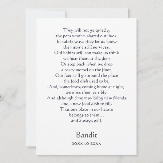 Pitbull Memorial Gedicht Aangepaste Naam Sympathie (Achterkant)