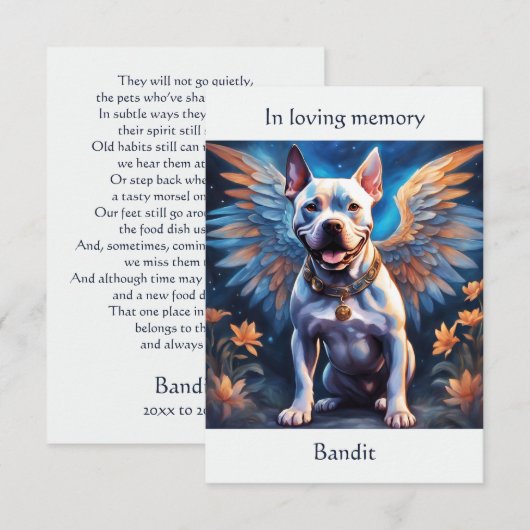 Pitbull Memorial Gedicht Aangepaste Naam Sympathie Bedankkaart (Voorkant / Achterkant)