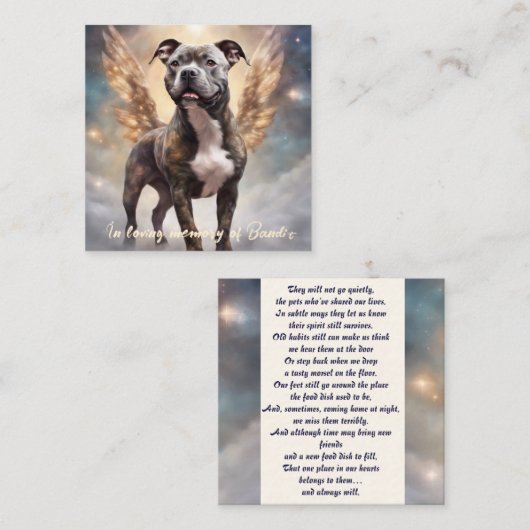 Pitbull Memorial Gedicht Brindle Wings Naam toevoe Notitiekaartje (Voorkant / Achterkant)
