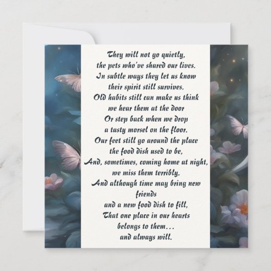 Pitbull Memorial Gedicht Witte vleugels Voeg naam  Notitiekaartje (Achterkant)