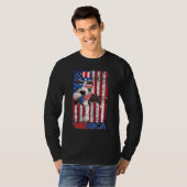 Pitbull Merica  Amerikaanse vlag Zonnebrillen Happ T-shirt (Voorkant volledig)