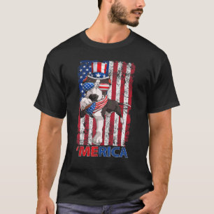 Pitbull Merica  Amerikaanse vlag Zonnebrillen Happ T-shirt