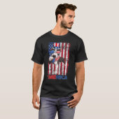 Pitbull Merica Amerikaanse vlag Zonnebrillen Happ T-shirt (Voorkant volledig)