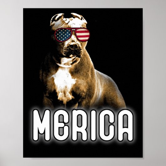 Pitbull Merica Patriotic Dog Pit Bull Patriot Poster (Voorkant)