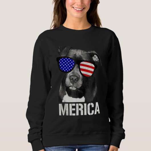 Pitbull Merica Patriotic Dog Pit Bull Patriot Trui (Voorkant)