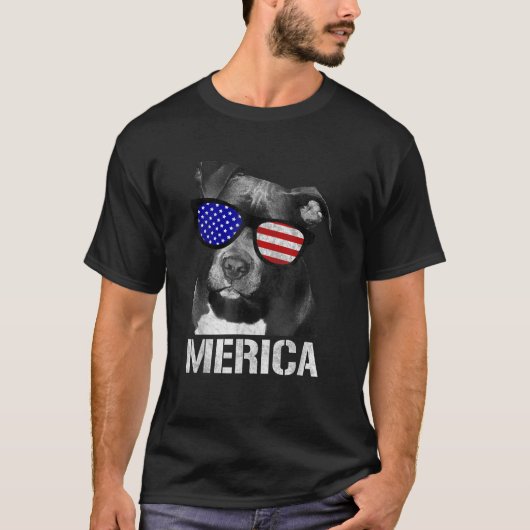 Pitbull Merica Patriottische Hond Pit Bull Gift T-shirt (Voorkant)