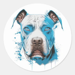 Pitbull met Blauwe Ogen   HONDENLIEFHEBBER Ronde Sticker