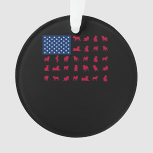 Pitbull met de Amerikaanse vlag Ornament