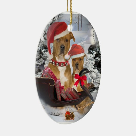 Pitbull met de slee Ornament van Santa (Rechts)