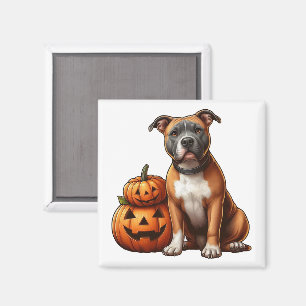 Pitbull met Halloween pompoenen Magneet