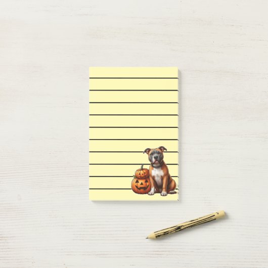 Pitbull met Halloween pompoenen Post-it® Notes (Op bureau)
