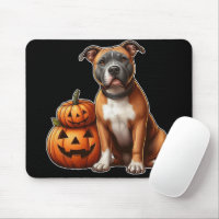 Pitbull met Halloweenpompoenen