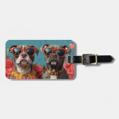 Pitbull met hart Rozen Valentijnsdag Bagagelabel (Voorkant horizontaal)