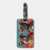 Pitbull met hart Rozen Valentijnsdag Bagagelabel (Achterkant verticaal)