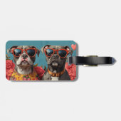 Pitbull met hart Rozen Valentijnsdag Bagagelabel (Achterkant horizontaal)