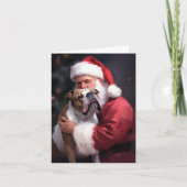 Pitbull met kerstman Feestelijke Kerst Kaart (Voorkant)