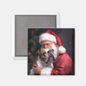 Pitbull met kerstman Feestelijke Kerst Magneet (Voorkant / Achterkant)