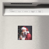 Pitbull met kerstman Feestelijke Kerst Magneet (Insitu (Vaatwasser))