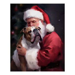 Pitbull met kerstman feestelijke kerst perfect poster