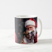Pitbull Met Kerstman Feestelijke Kerstmis Koffiemok (Voorkant rechts)