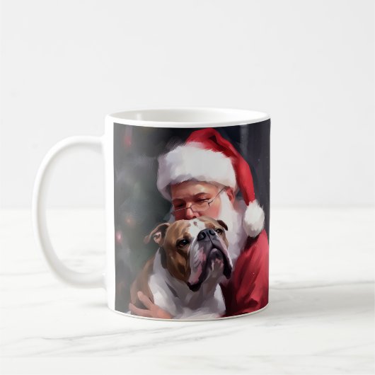 Pitbull Met Kerstman Feestelijke Kerstmis Koffiemok (Links)
