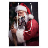 Pitbull Met Kerstman Feestelijke Kerstmis Medium Cadeauzakje (Achterkant)