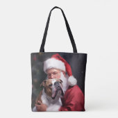 Pitbull met kerstman Festieve Kerst Tote Bag (Achterkant)
