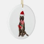 PITBULL met Pet schaatskerst Keramisch Ornament (Rechts)