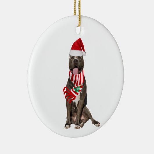PITBULL met Pet schaatskerst Keramisch Ornament (Rechts)