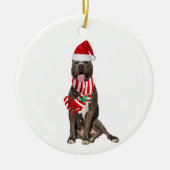 PITBULL met Pet schaatskerst Keramisch Ornament (Voorkant)