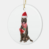 PITBULL met Pet schaatskerst Keramisch Ornament (Links)