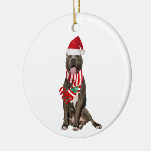 PITBULL met Pet schaatskerst Keramisch Ornament (Links)