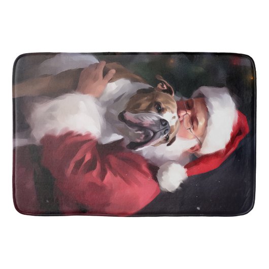 Pitbull met Sinterklaas Feestelijke Kerstmis Badmat (Voorkant)