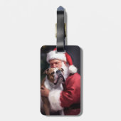 Pitbull met Sinterklaas Feestelijke Kerstmis Bagagelabel (Achterkant verticaal)