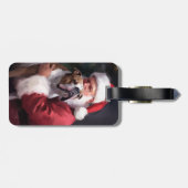 Pitbull met Sinterklaas Feestelijke Kerstmis Bagagelabel (Achterkant horizontaal)