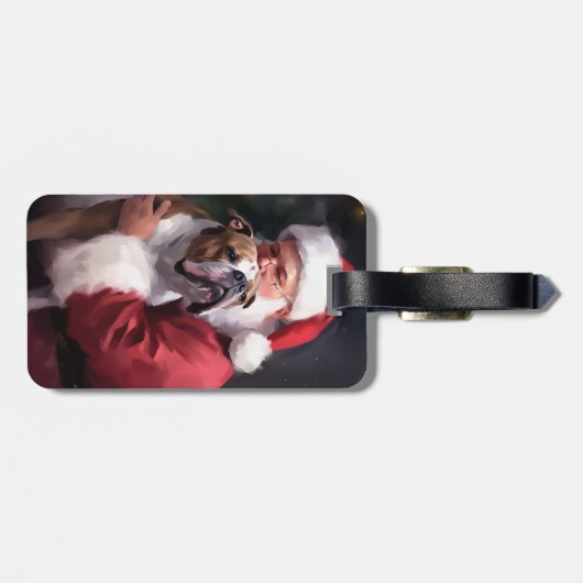 Pitbull met Sinterklaas Feestelijke Kerstmis Bagagelabel (Achterkant horizontaal)