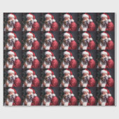 Pitbull met Sinterklaas Feestelijke Kerstmis Cadeaupapier (Vlak)