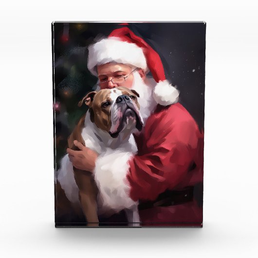 Pitbull met Sinterklaas Feestelijke Kerstmis Fotoblokken (Voorkant)